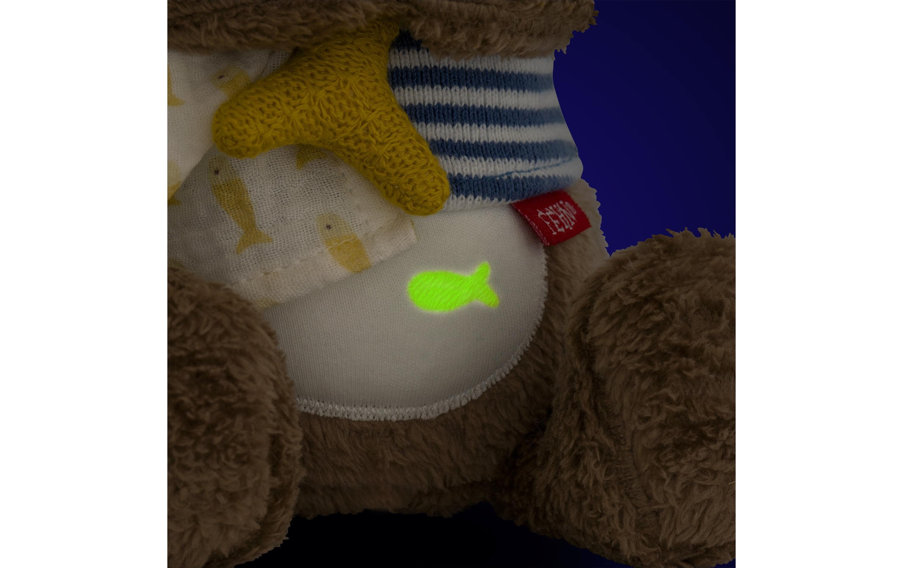 Nachtlicht OtterSchlummerlicht, Einschlafhilfe und Kuscheltier mit Glow-in-the-dark Bestickung