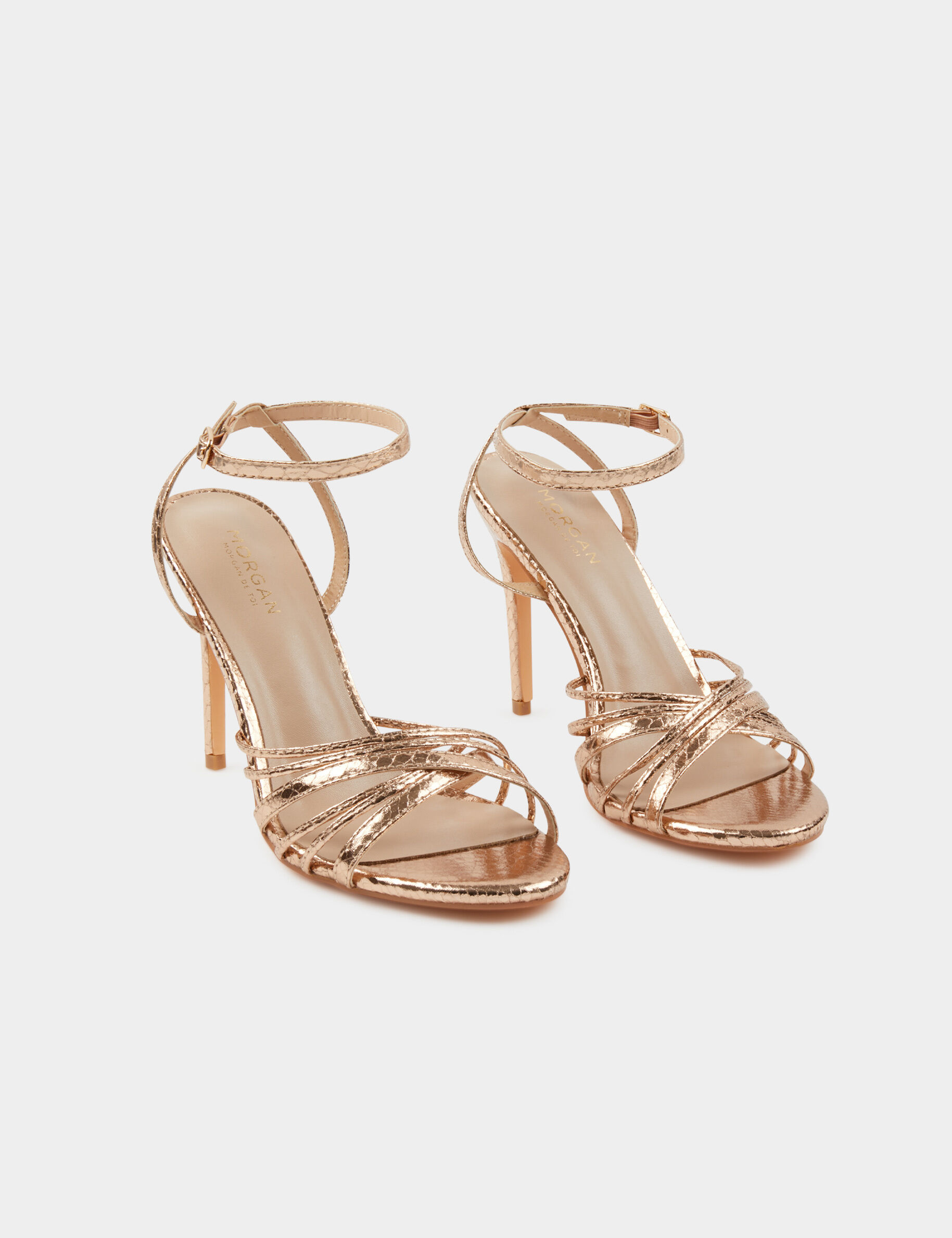 Sandales à talons avec brides rose femme - rose