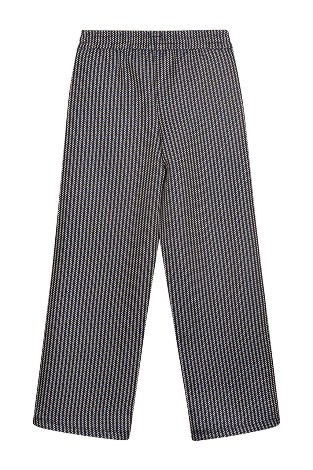 Moodstreet straight fit broek Belle met all over print zwart/ecru