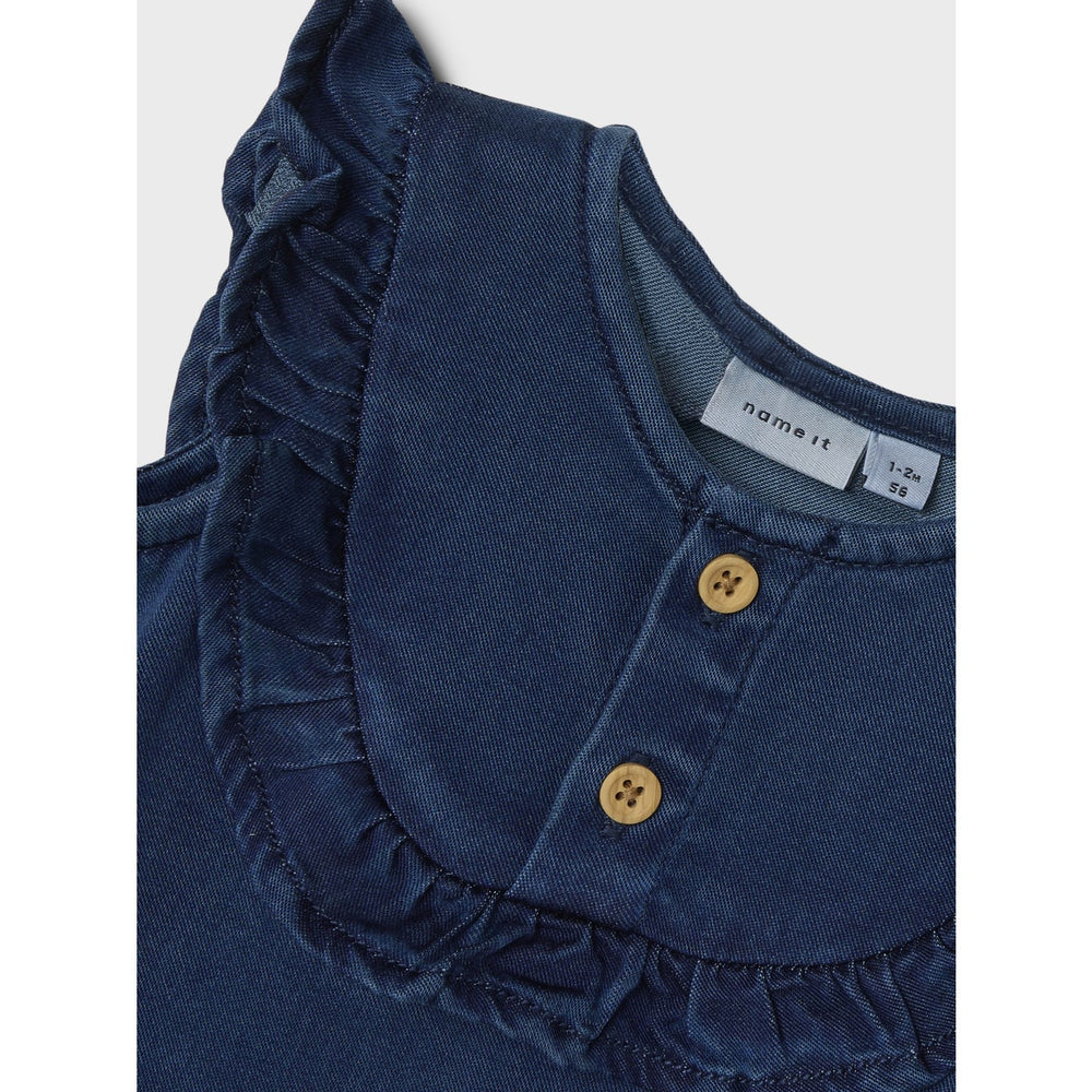 Køb Name It Dark Blue Denim Ruby Denim Flæse Buksedragt