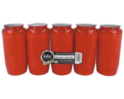 Grafkaars Hofer oliekaars nr. 7 rood, 5 stuks