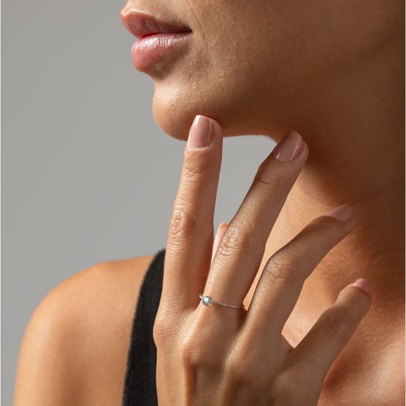 Bague Argent Perle Fixe Pierre Grise