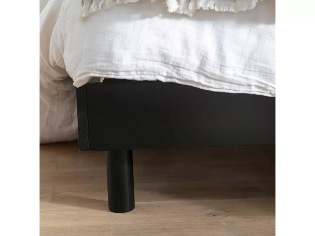 Sommier kit en bois massif noir 160x200