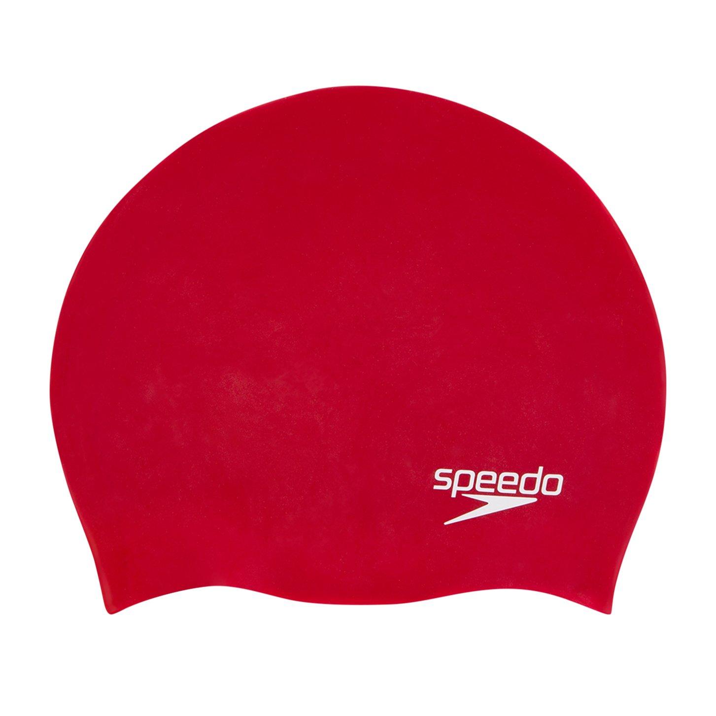 Speedo Unisex Plain Moulded Silicone Cap Red Junior