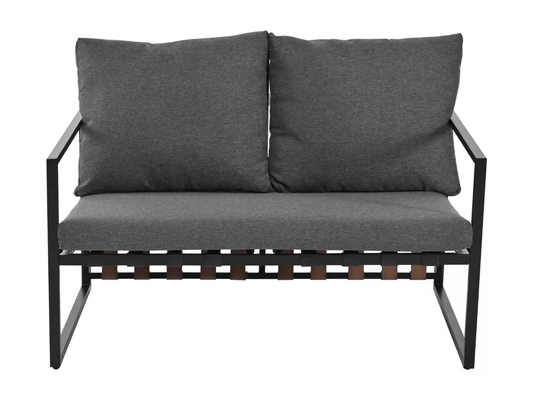 Salon de jardin, salon de jardin pour 4 personnes avec canapé, table basse et coussins, housse amovible en tissu, noir