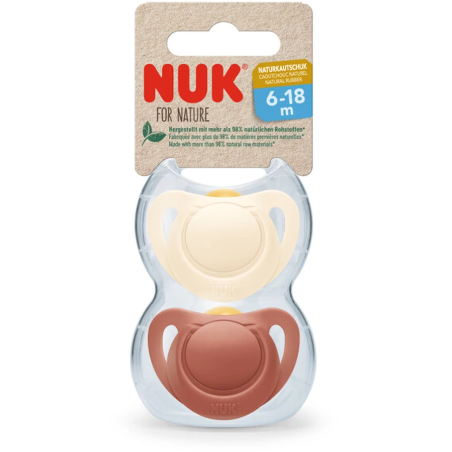 NUK Schnuller For Nature Latex 6-18 Monate rot  creme 4er-Pack