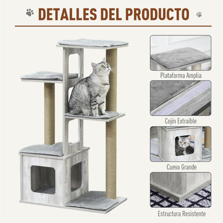 Arranhador para Gatos PawHut, Cinza