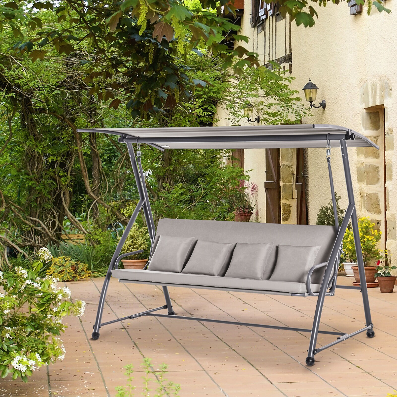 Outsunny Hollywoodschaukel verstellbar zur Liegefläche 218 x 120 x 168 cm (LxBxH)