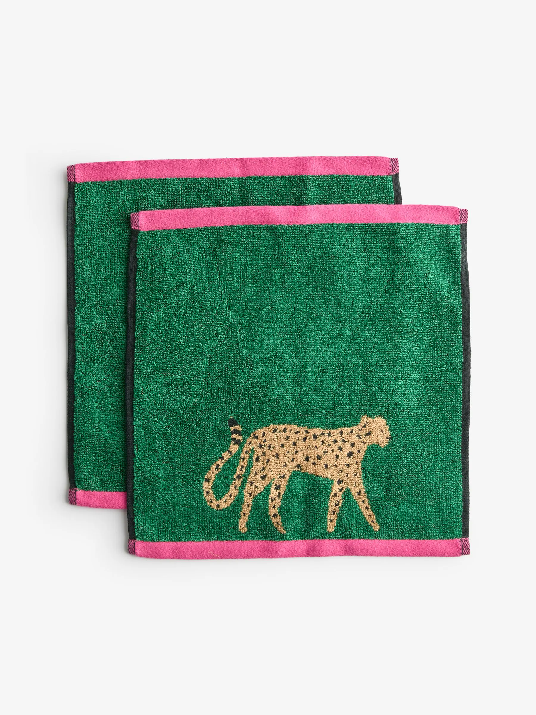 Set van 2 gezichtsdoekjes met cheetahprint van 100% katoen