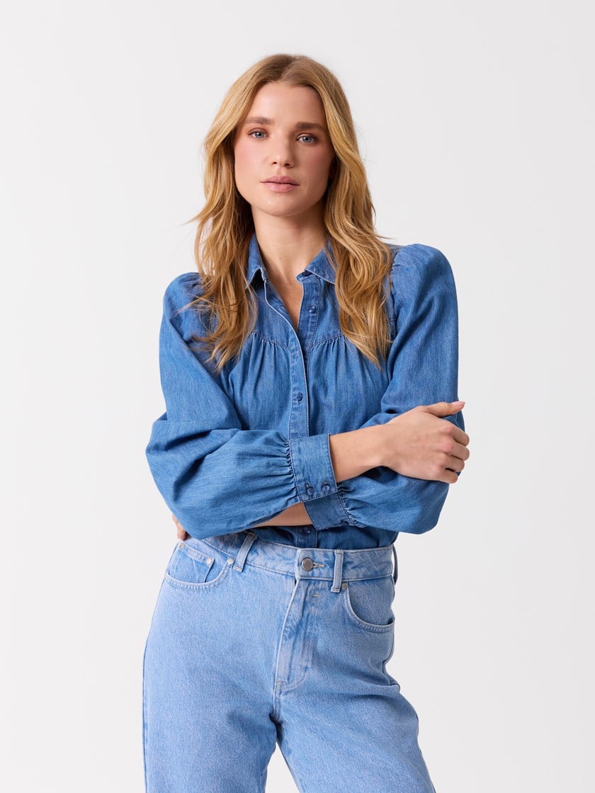 Anna bluse Faded Denim