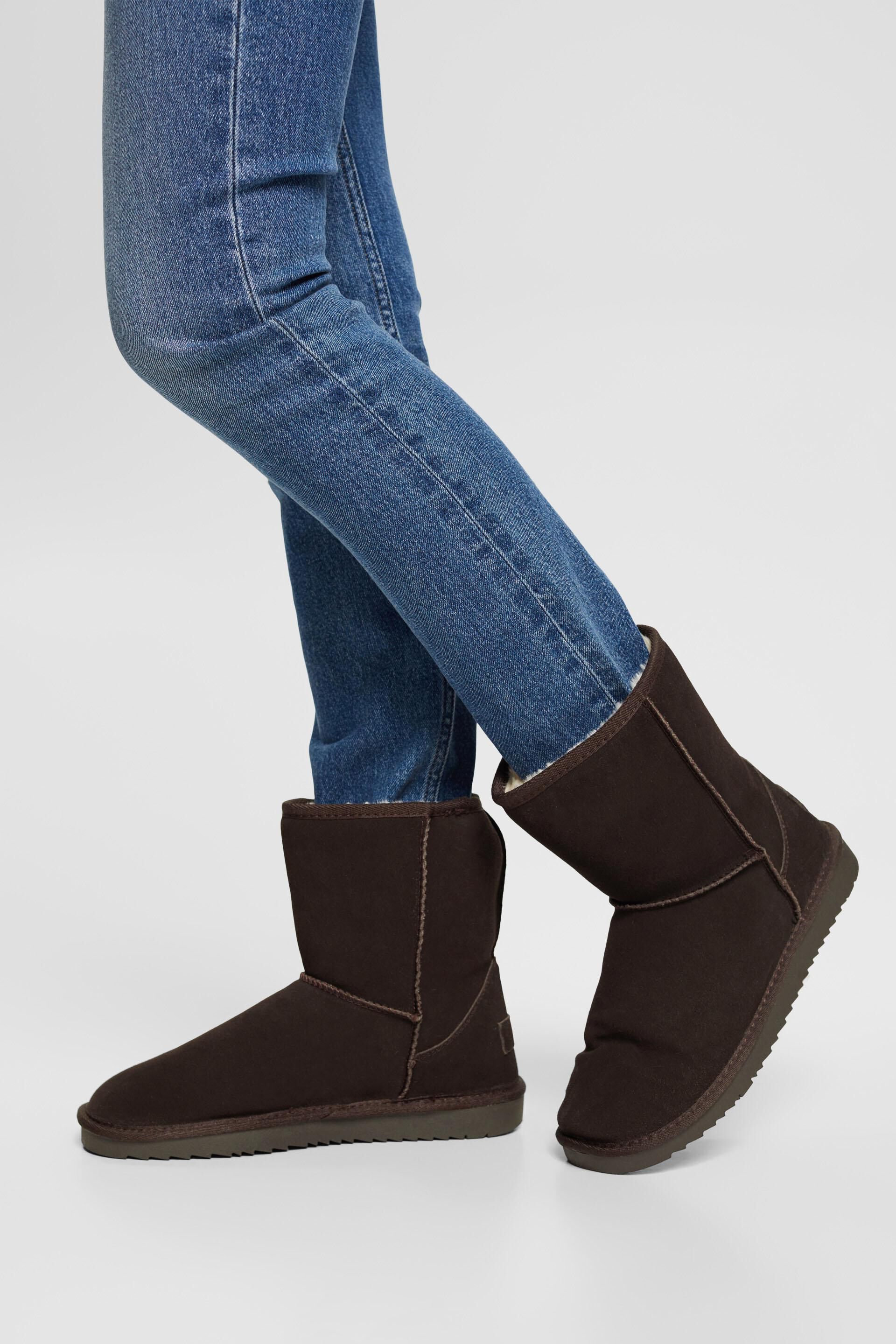 Bottines d’hiver en daim doublées de fourrure synthétique