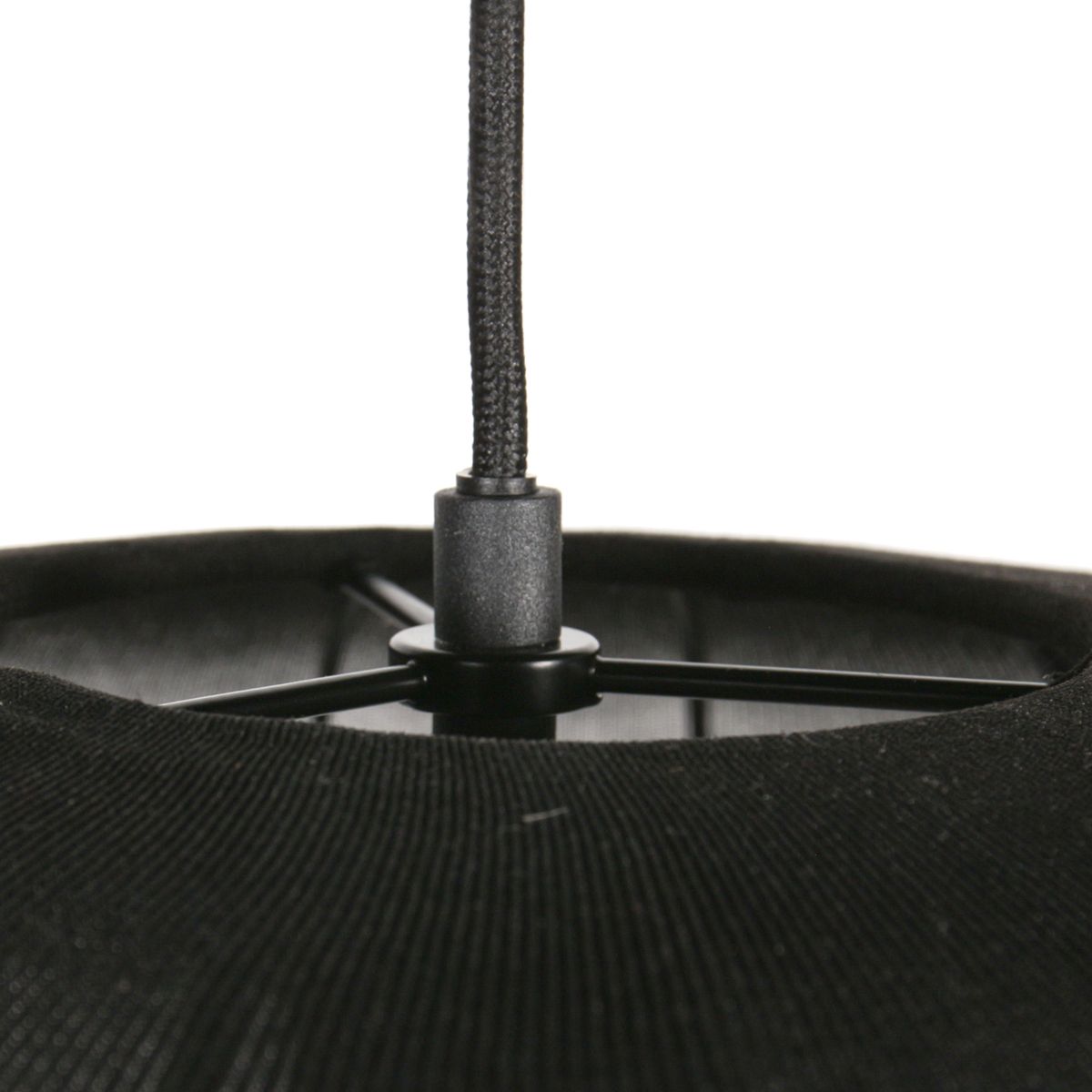 Japandi hanglamp zwart met stoffen kap 55cm - Sable
