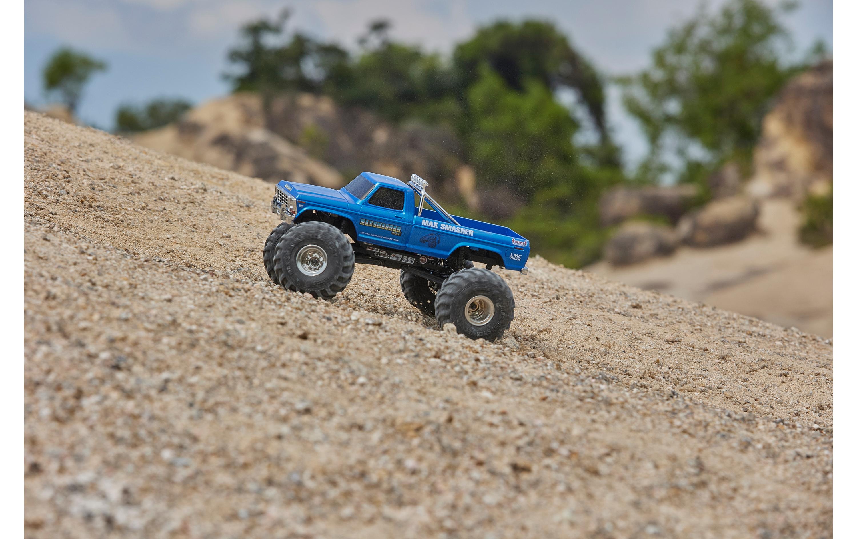 Monster Truck FCX24 Max Smasher 4x4, Blau RTR, 1:24<br>Micro Monstertruck mit 2-Gang Getriebe und Portalachsen