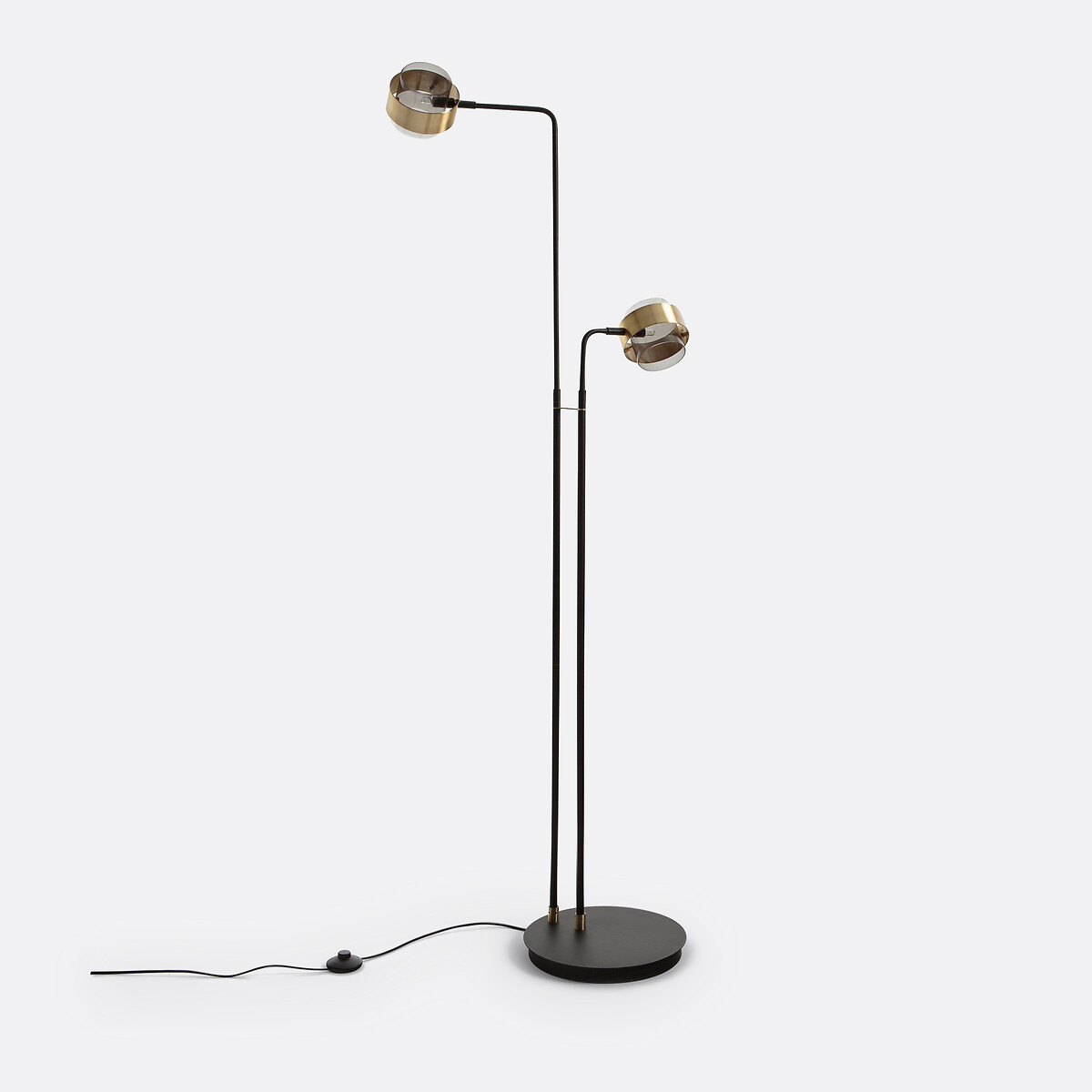 LA REDOUTE INTERIEURS<br>Luminária de chão com 2 braços, vidro e metal, Botello