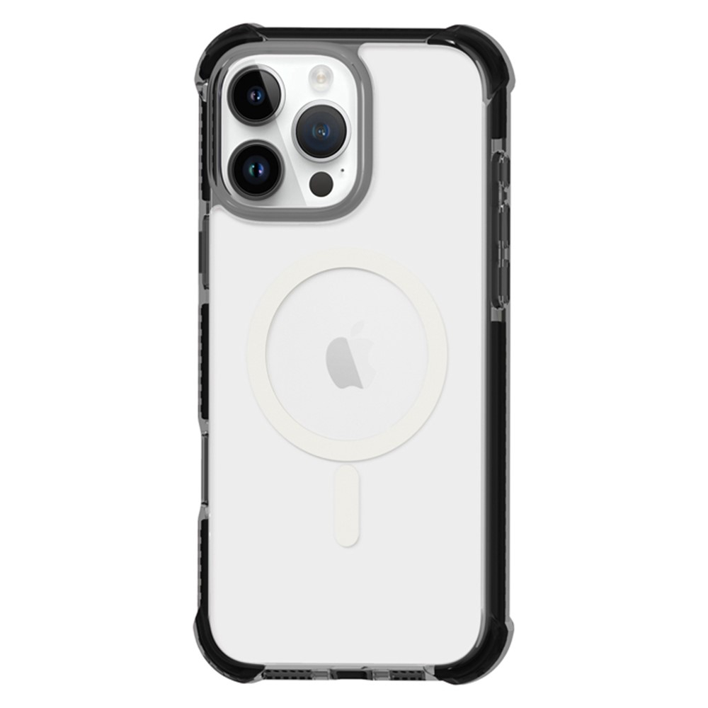 iPhone 16 Pro Max MagSafe Hybrid Hülle TPU Bumper Acryl Rückseite Air Cushion Fallschutz - Schwarz / Transparent