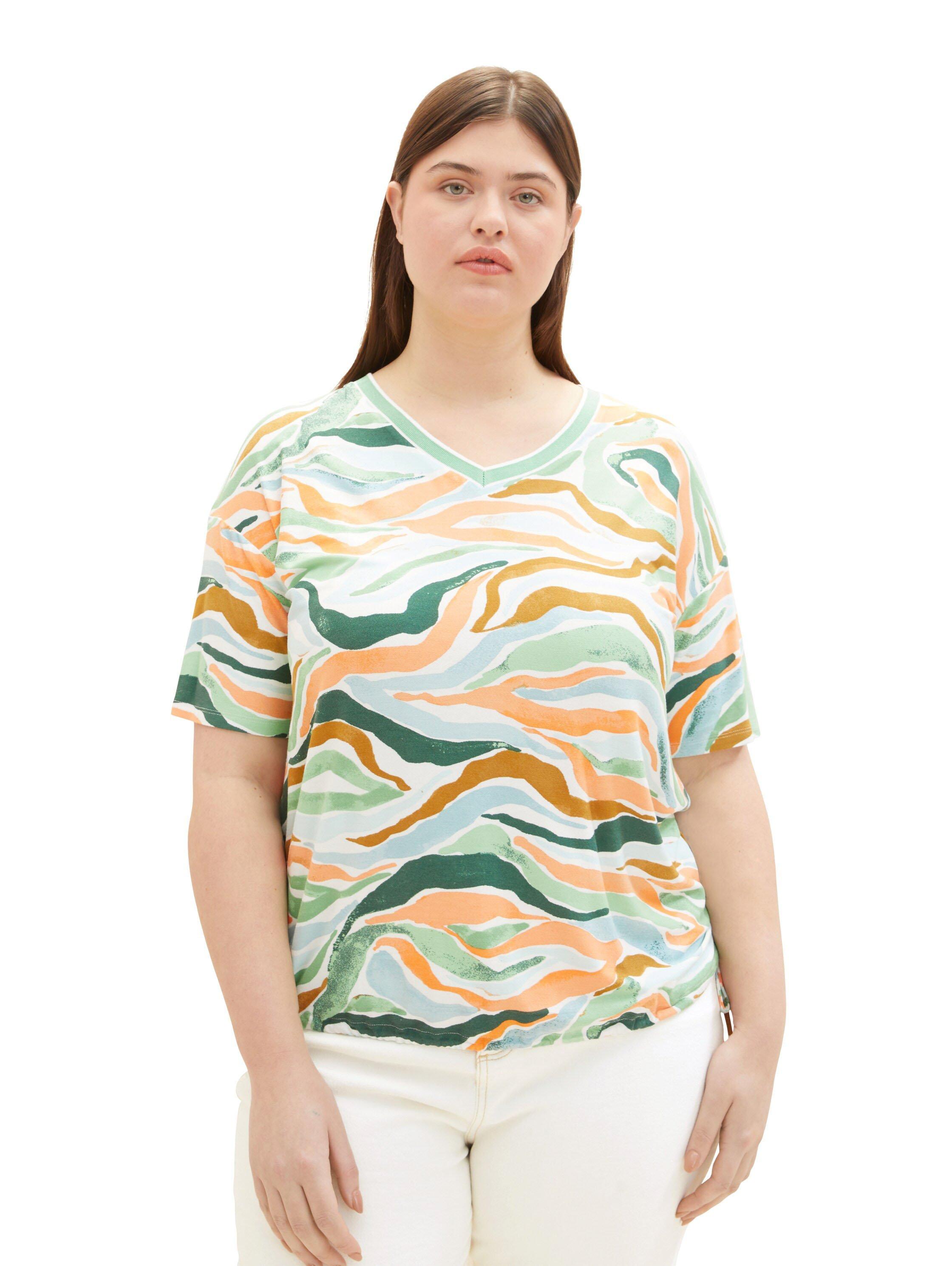 Shirt mit V-Ausschnitt und Kordelzug am Saum