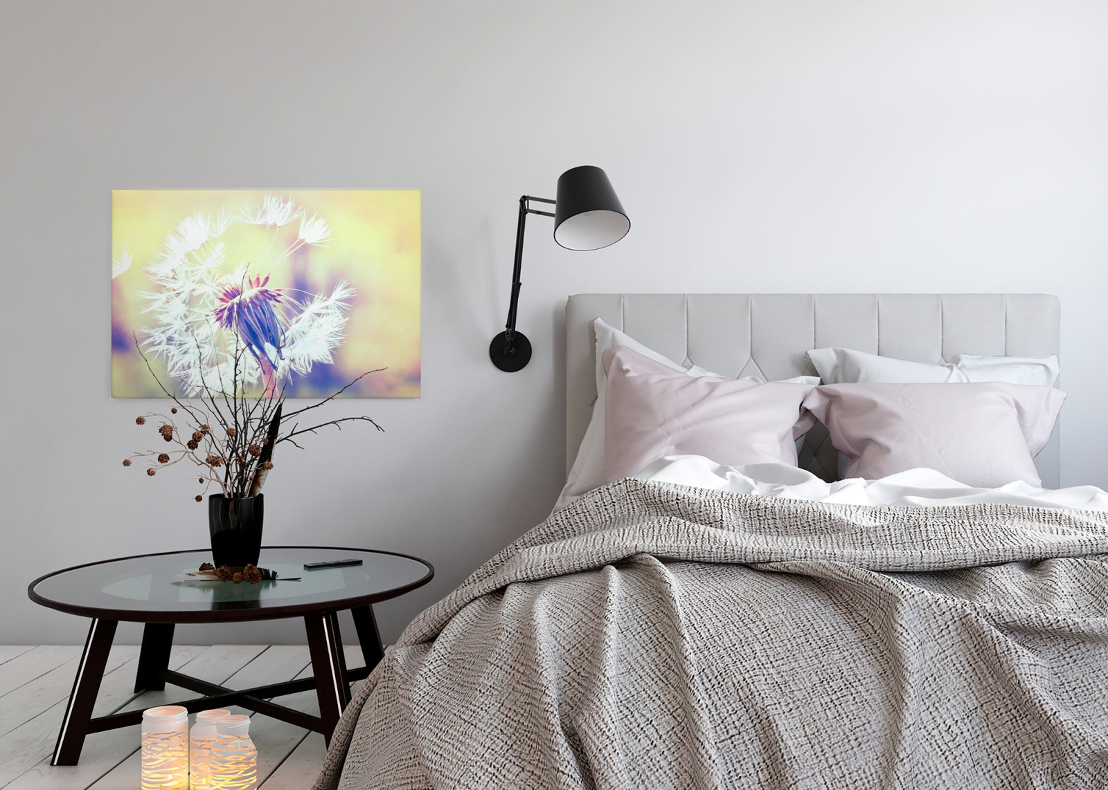 Leinwandbild PUSTEBLUME - gelb - 90x60 cm