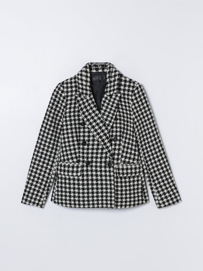 Blazer de abotoamento duplo - Preto/branco