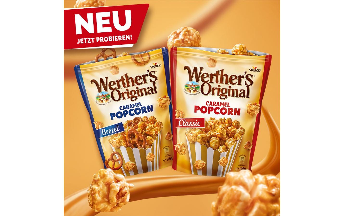 Werther's Original Caramel Popcorn Classic 140 gGepuffter Mais mit Sahne-Karamell-Überzug