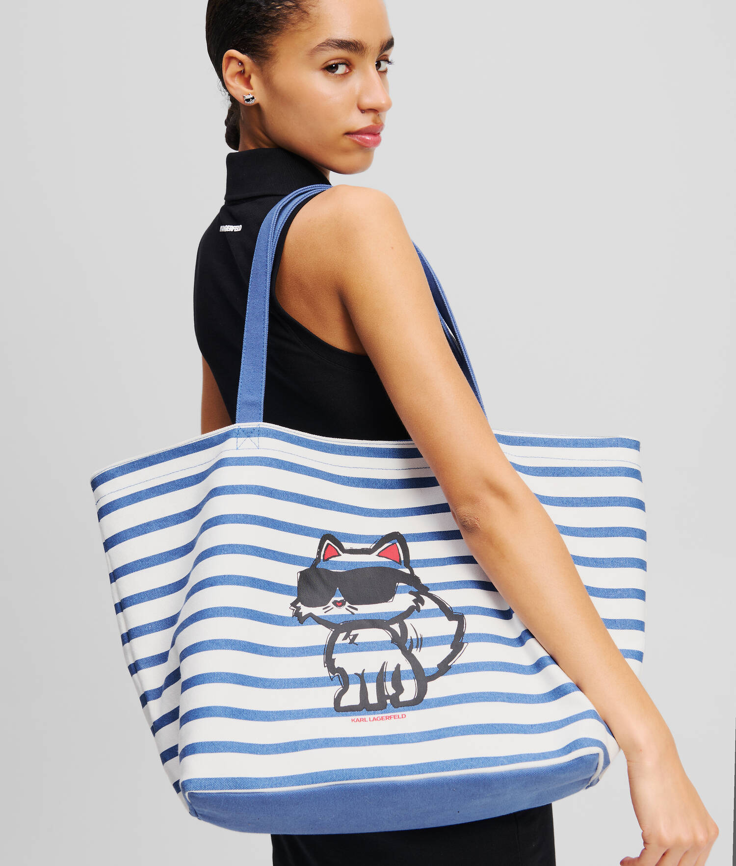 CABAS À RAYURES IKON CHOUPETTE - Rayures blanches et bleues