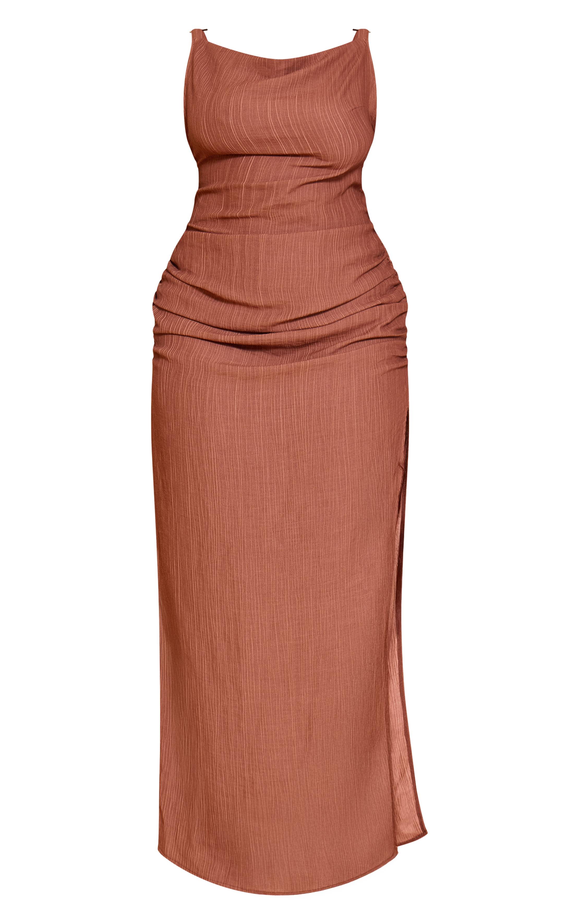 Rouille Robe Maxi Grande Taille Avec Détails De Finitions Texturées