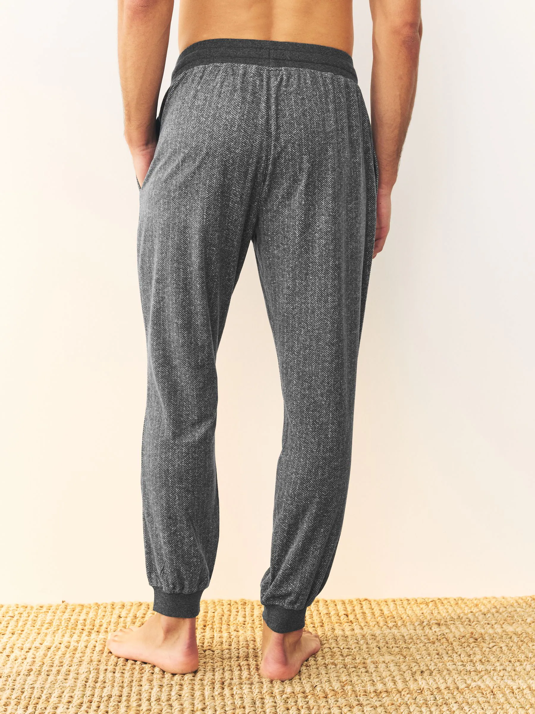 Grijze visgraat - Thermische fleece pyjama's met ruit