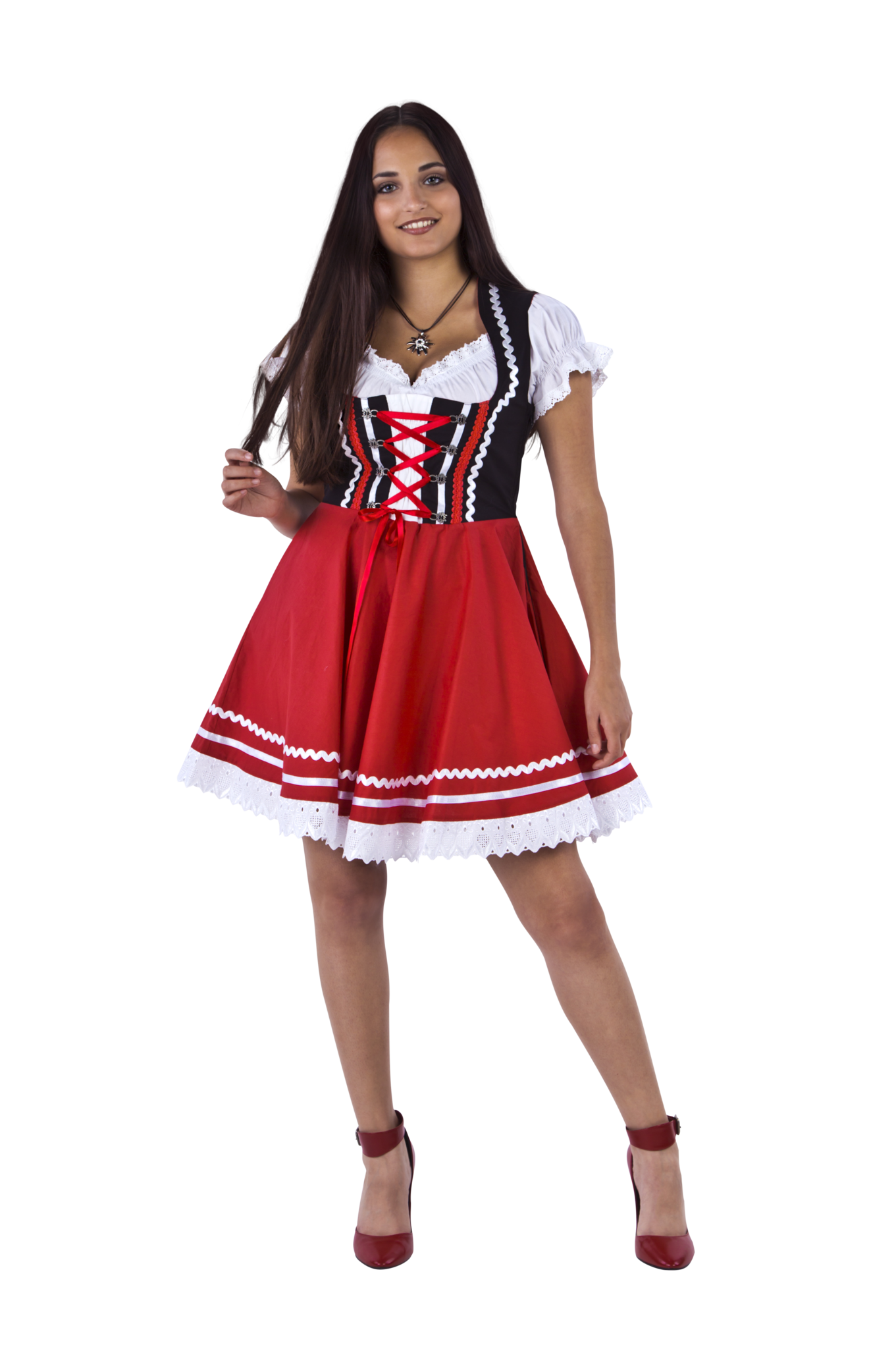 Oktoberfest Dirndl Jurk Oktoberfest Rood Wit Dames 2 Delig