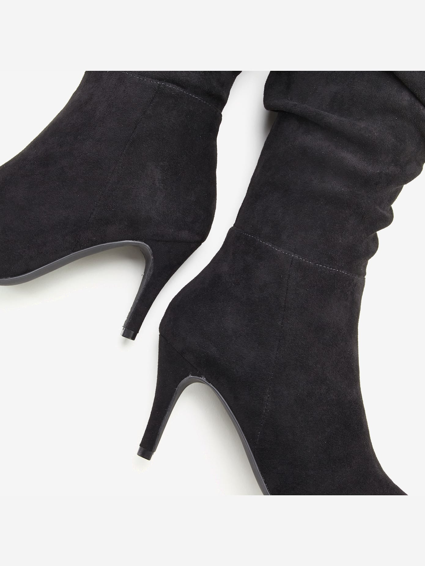 Bottes à glissière fronces tendance avec talon compensé confortable d'env. 8 cm
