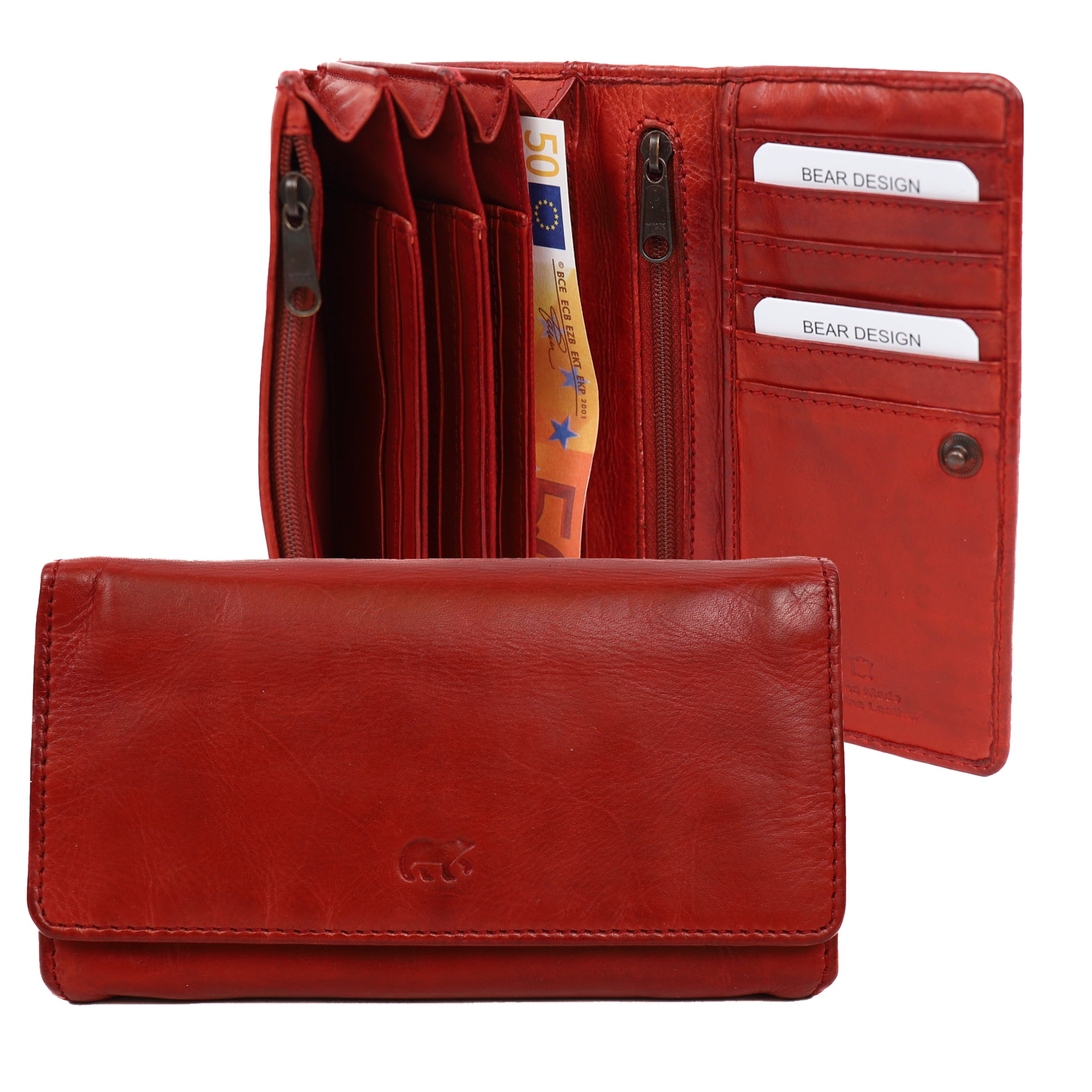 Overslag portemonnee 'Noor' rood Rood