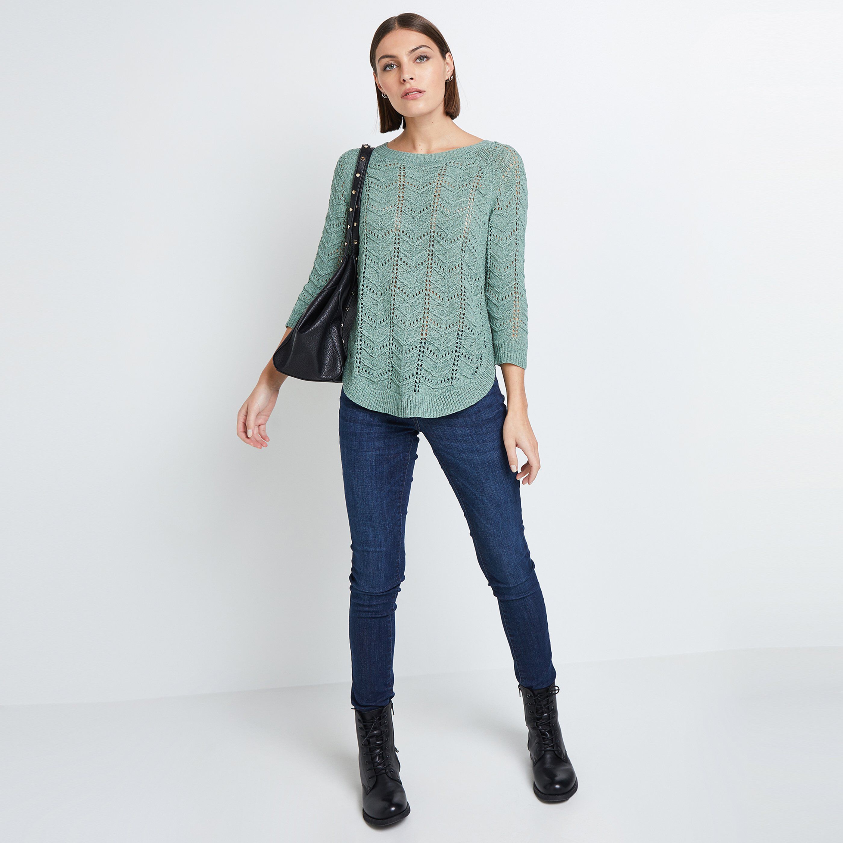 Pull en maille ajourée femme - VERT