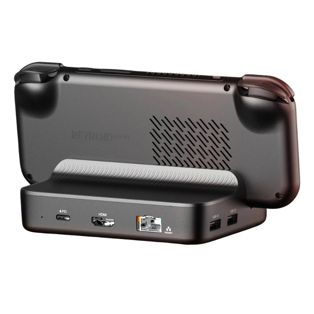 Retroid - Ladestation Docking Station Stand 4K@60Hz mit LAN / PD / USB-A für Retroid Pocket 5 Konsole - Schwarz