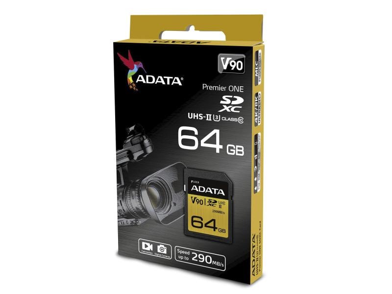 ADATA SDXC-Karte Premier ONE UHS-II 64 GB SD-Karte, Class 10 U3 UHS-II V90, 64 GB