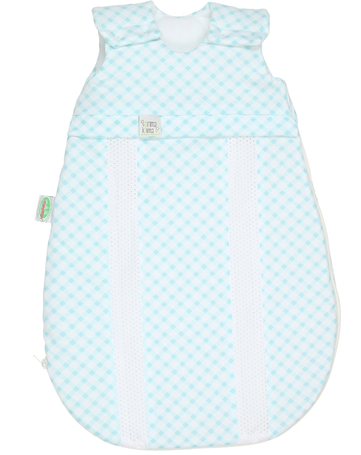 Jersey-Schlafsack BABY-NEST® PRIMA KLIMA KARO in mint/weiß