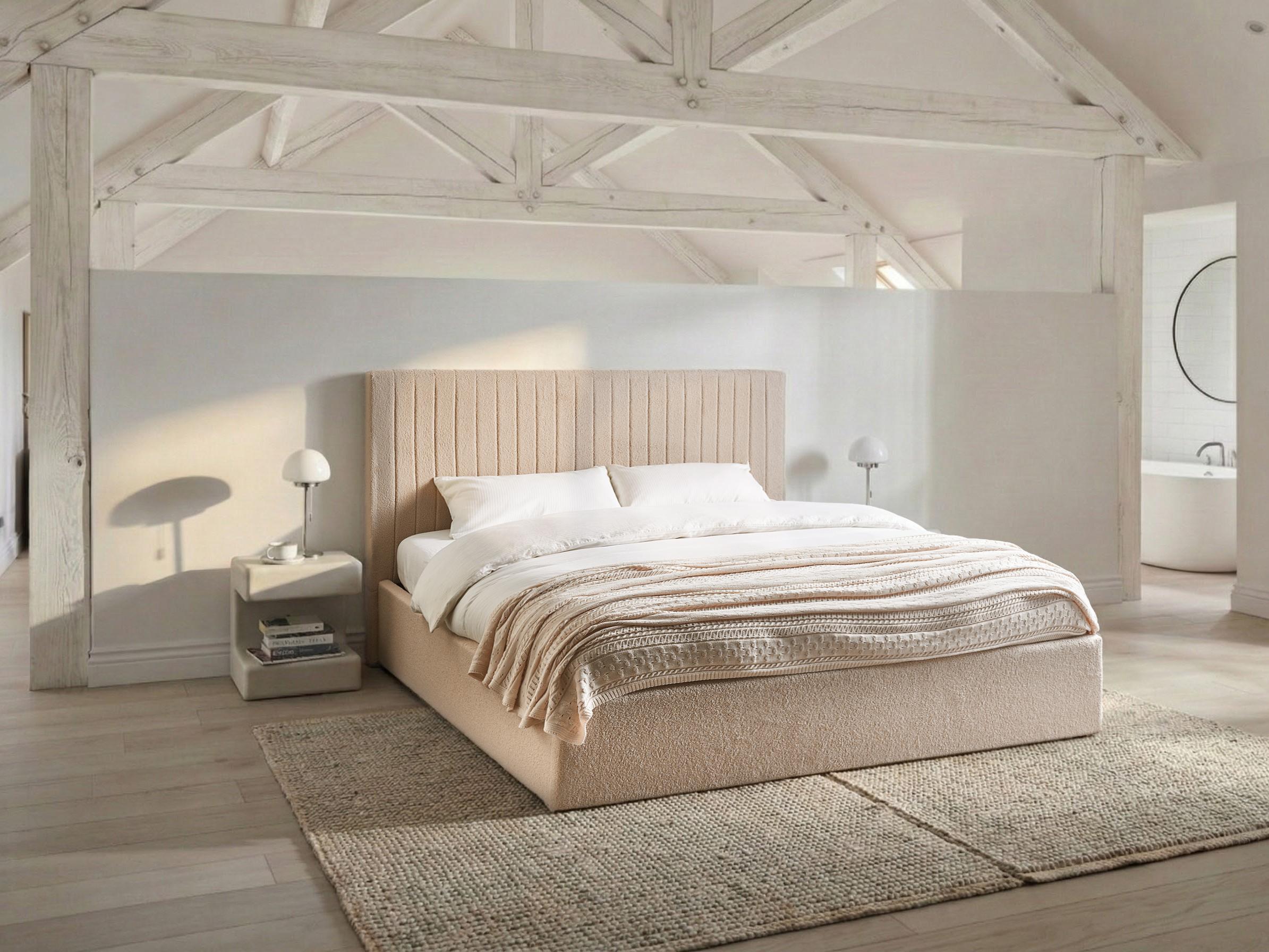 Bed met opbergruimte Bouclé VION 180 x 200 cm Beige