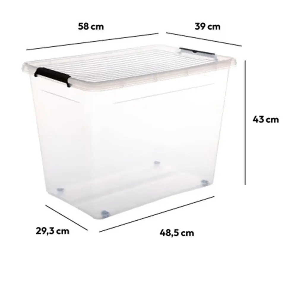 5Five Opbergkist met deksel - Clip Box - 80L - 58x39x43 cm