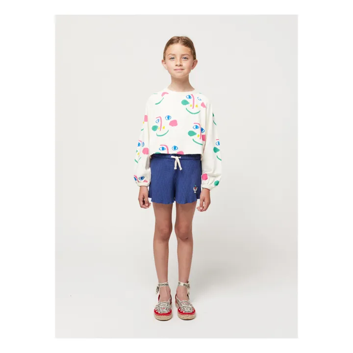 Bobo Choses Sweat Coton Bio Visages | Ecru