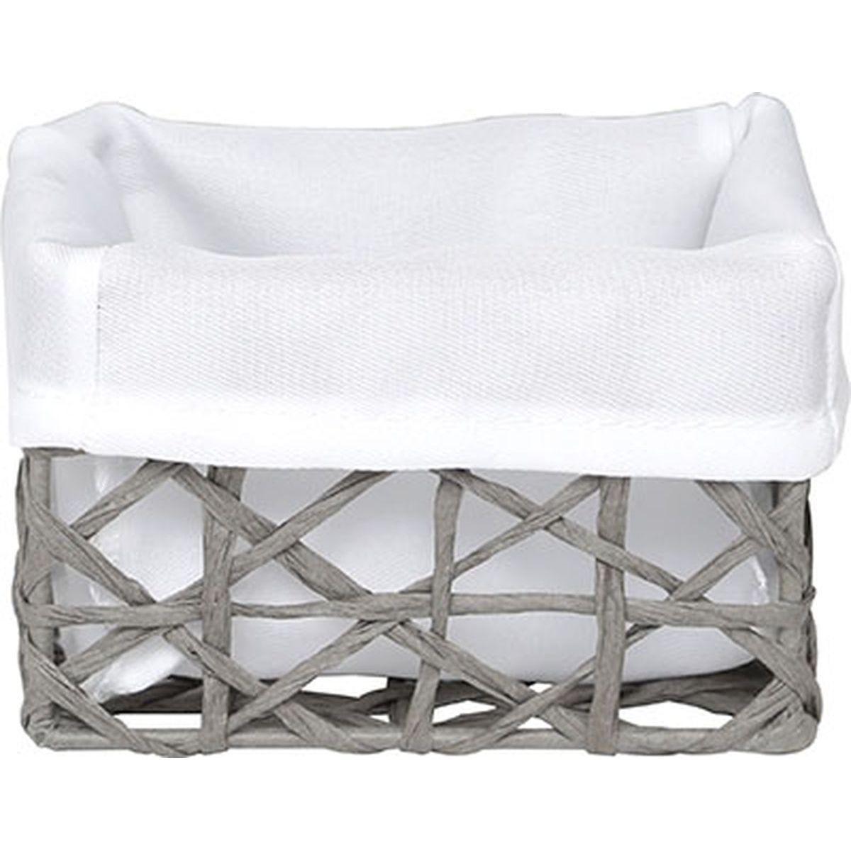 PANIER PM PAPIER GRIS TISSU CREME