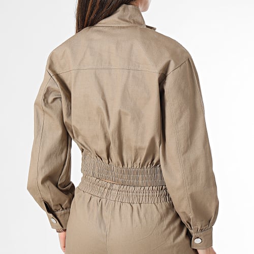 Ensemble Veste Zippée Et Pantalon Cargo Femme Taupe