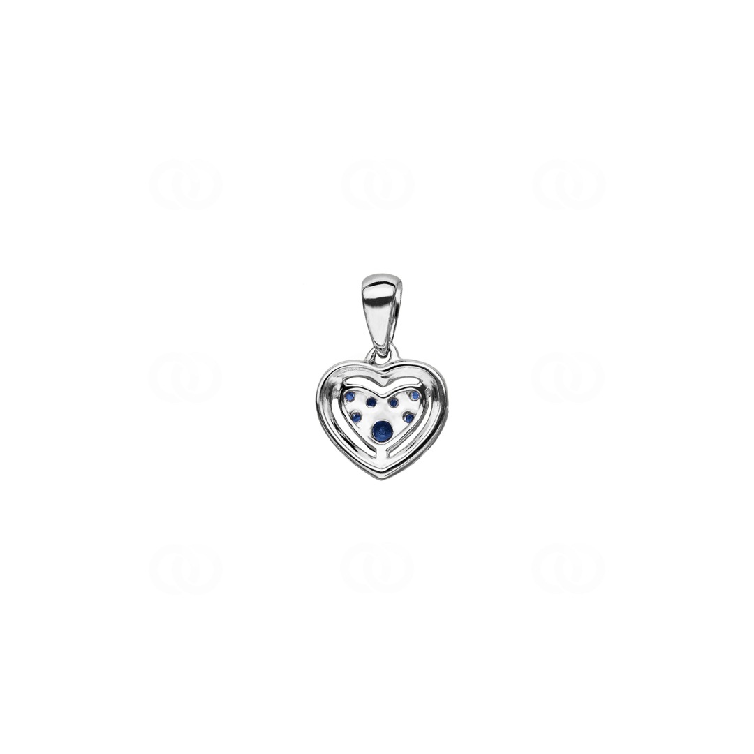 Herzanhänger 750/18 K Weissgold mit Saphiren & Diamanten 0.08 ct H/si