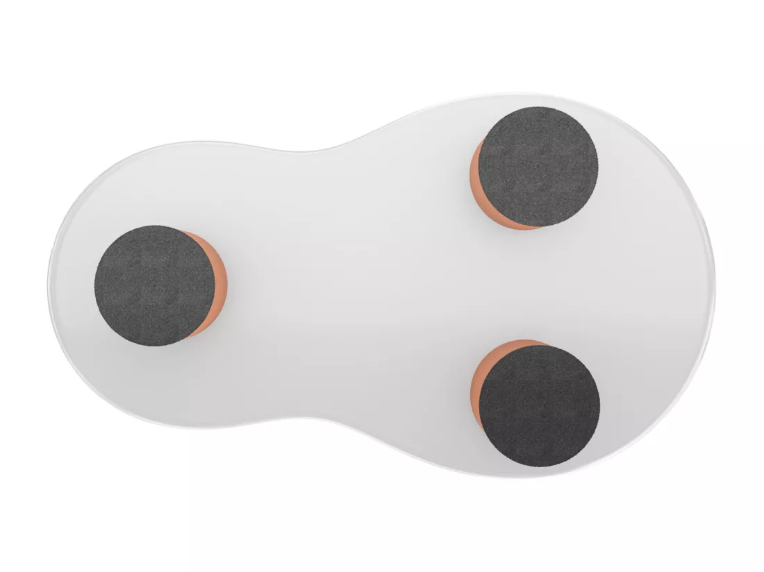 Table basse en forme de nuage - 99,5x43~58x35,5 cm - Blanc/Orange