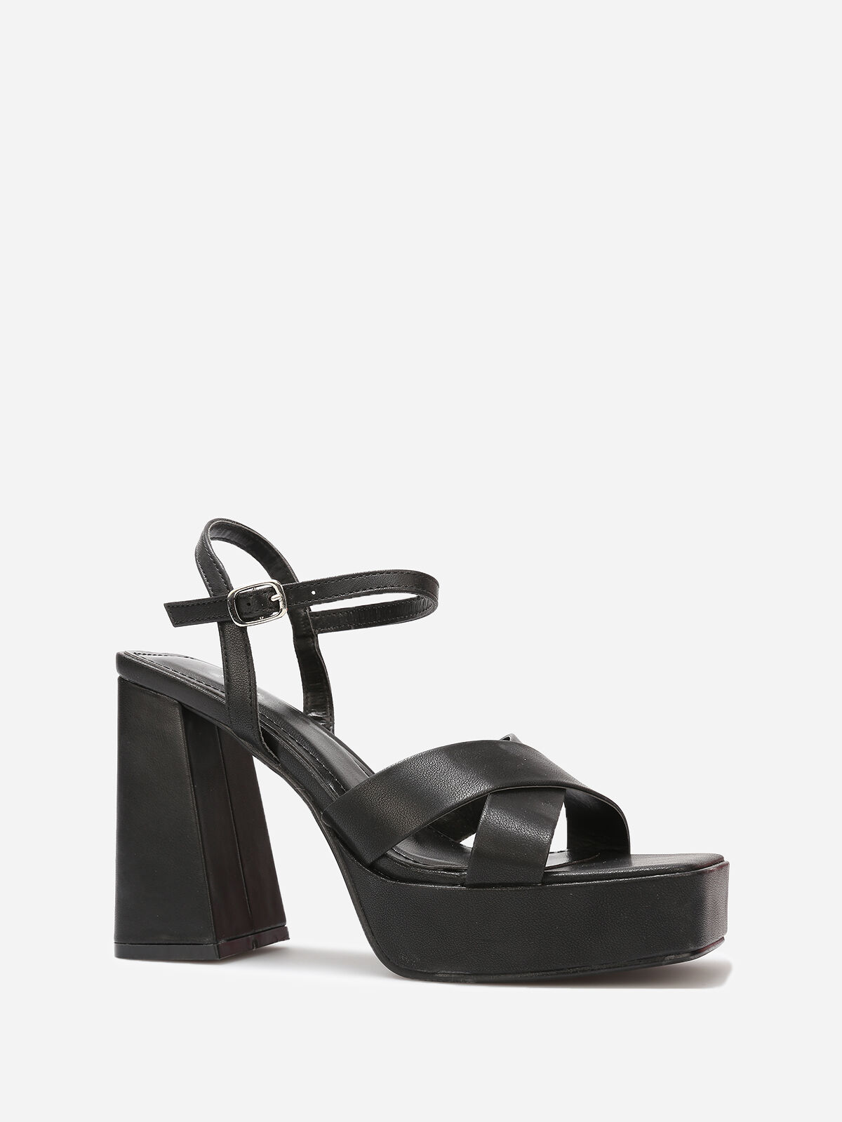 Sandales à plateforme avec brides croisées- Noir