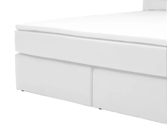 Ensemble complet boxspring tête de lit avec leds + sommiers + matelas + surmatelas - 160 x 200 cm - Simili - Blanc - BILBAO de YSMÉE