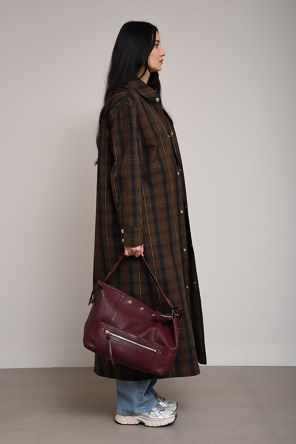 Victoria checked cotton trenchcoat