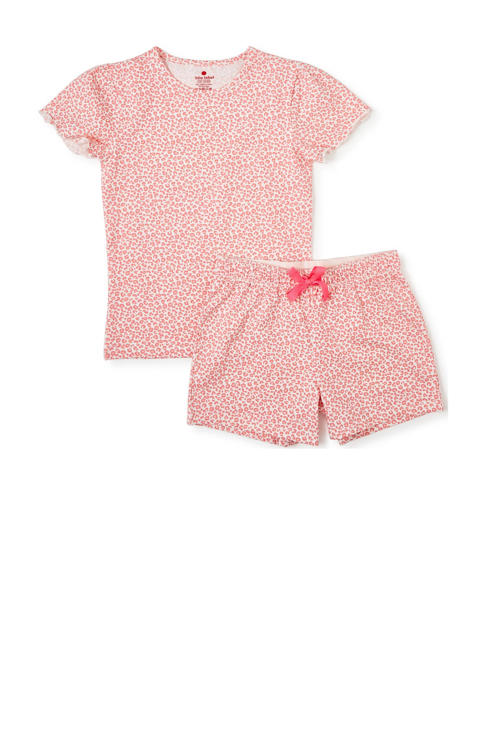 Little Label shortama met panterprint roze
