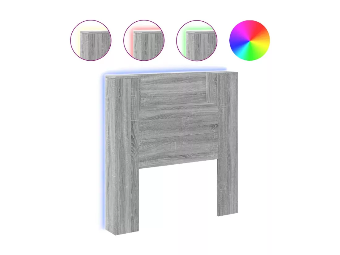 Armoire tête de lit avec LED sonoma gris 100x16,5x103,5 cm