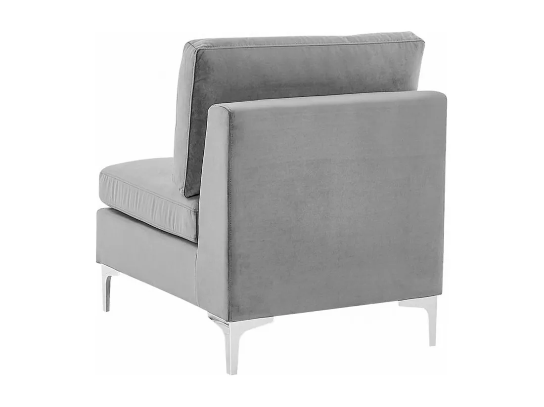 Canapé panoramique modulable en velours gris 6 places avec pouf EVJA