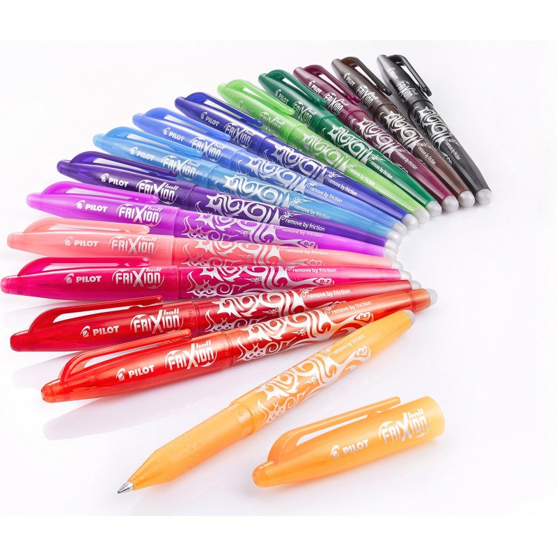 Stylo roller Pilot FriXion Ball effaçable à capuchon pointe 0,7 mm - Pochette de 15