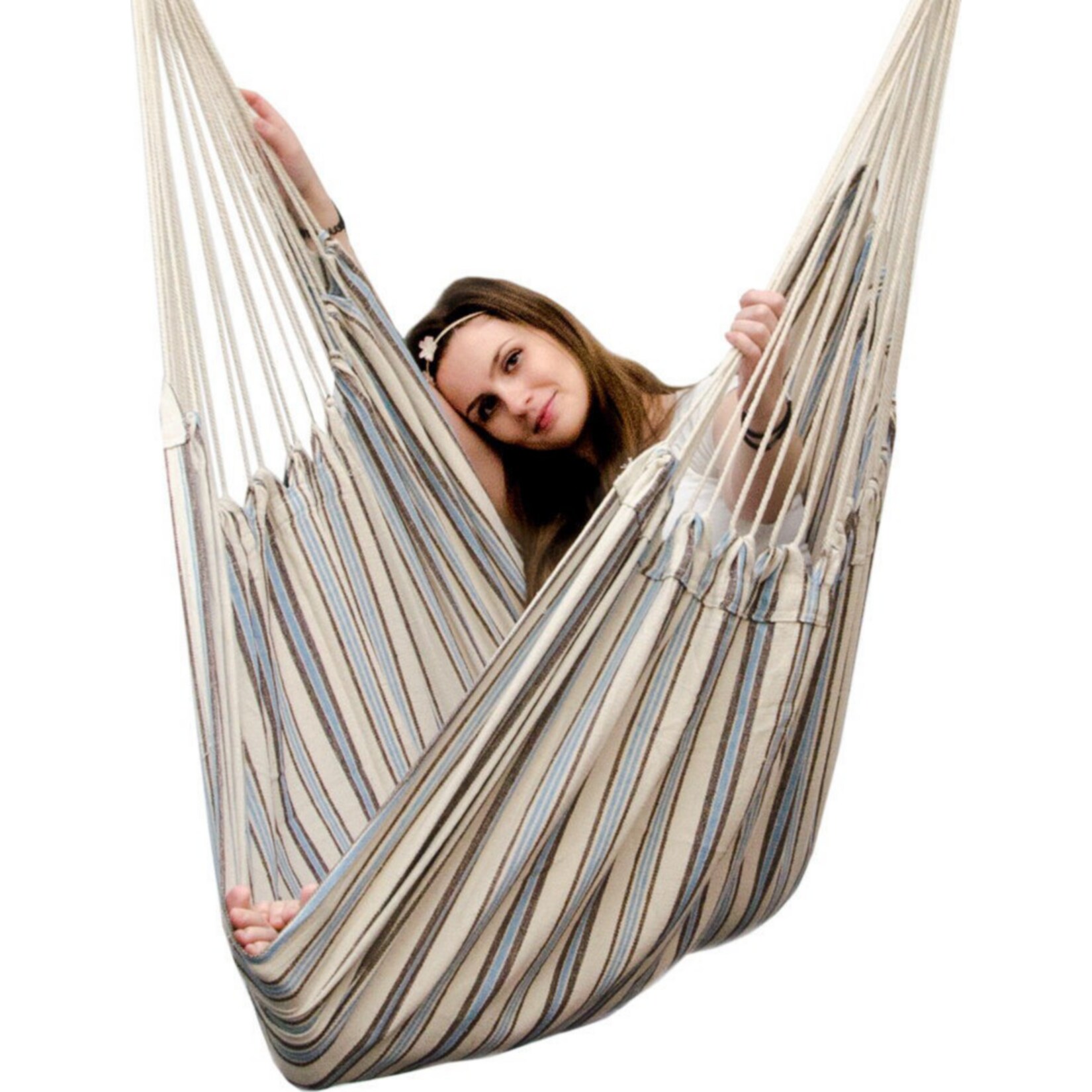 XXL Hängesessel 185x130cm Hängestuhl 2 Personen Hängesitz bis 150kg Baumwolle Hängematte 360° Swifel
