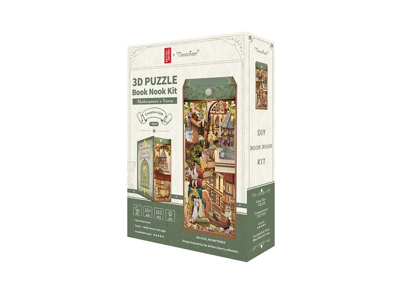Tonecheer Bausatz Book Nook Shakespeare's Verse 3D-Modell aus lasergeschnittenen Holzteilen