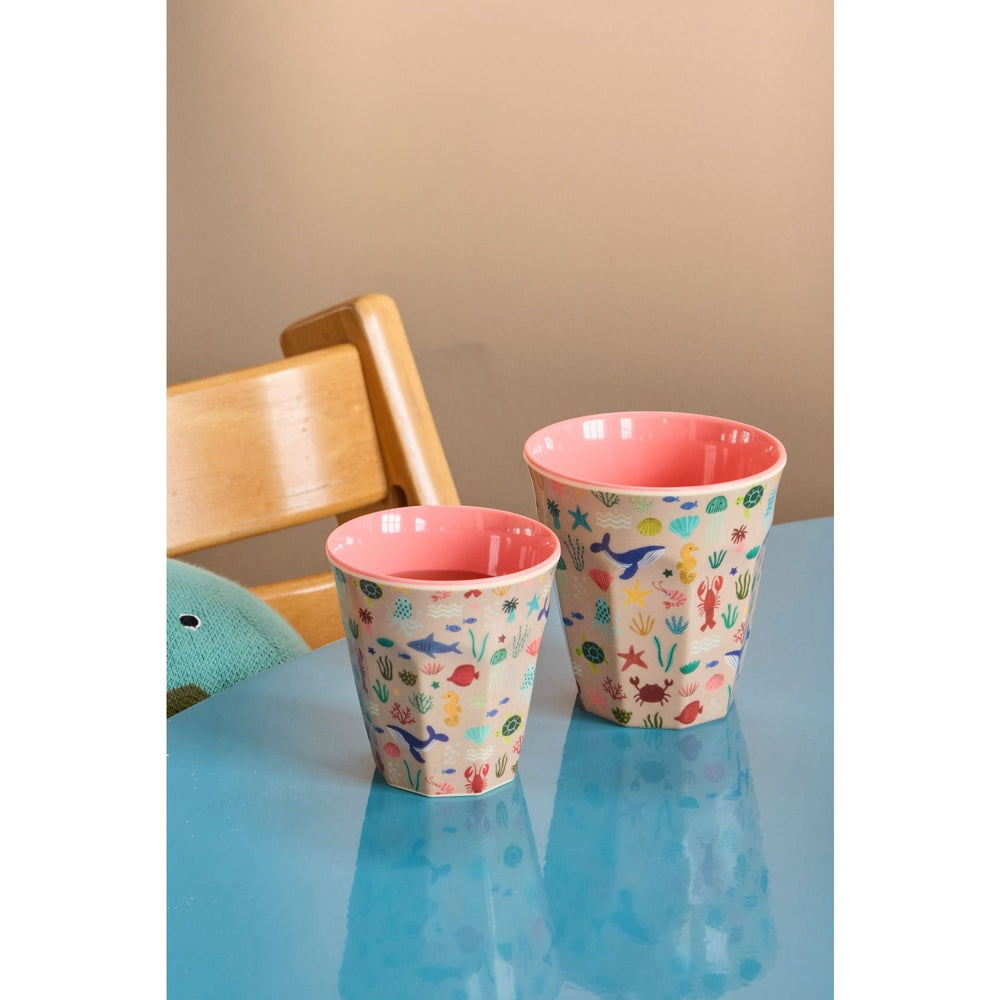 Køb Rice Melamin Kop Med Coral Ocean Print - Medium - 250 Ml